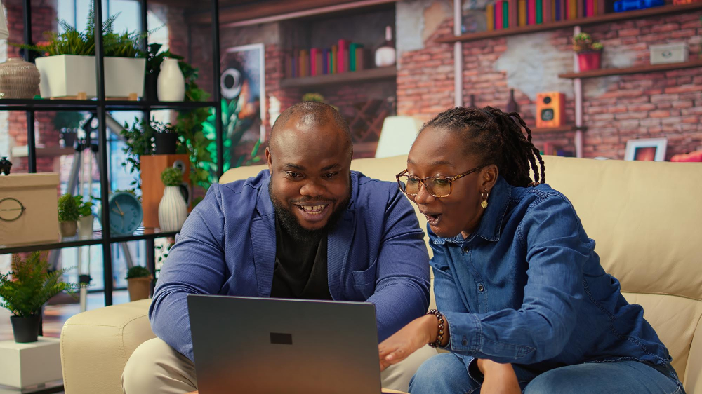 A couple browsing securely online